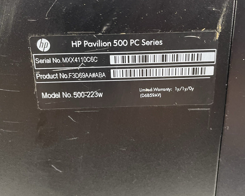 HP Pavilion 500-223 MT Intel Core i3-4130 3.4 GHz 8 GB RAM No HDD No OS