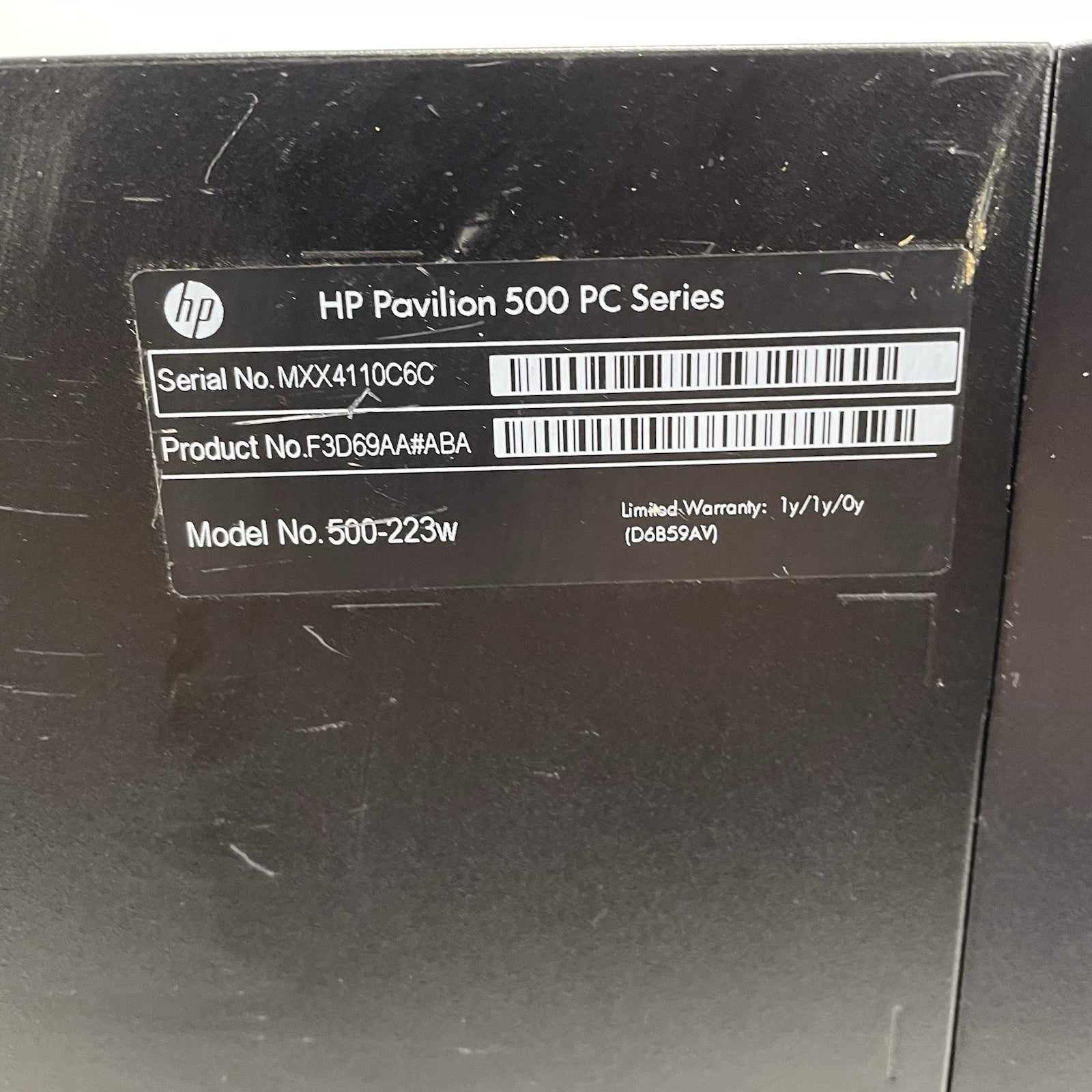 HP Pavilion 500-223 MT Intel Core i3-4130 3.4 GHz 8 GB RAM No HDD No OS
