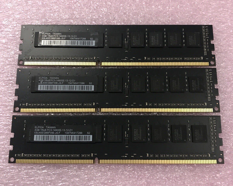 ELPIDA 12GB Kit 3x4GB 1Rx8 PC3-14900E-13-12-D1 Ram EBJ40EGB8BFWB-JS-F