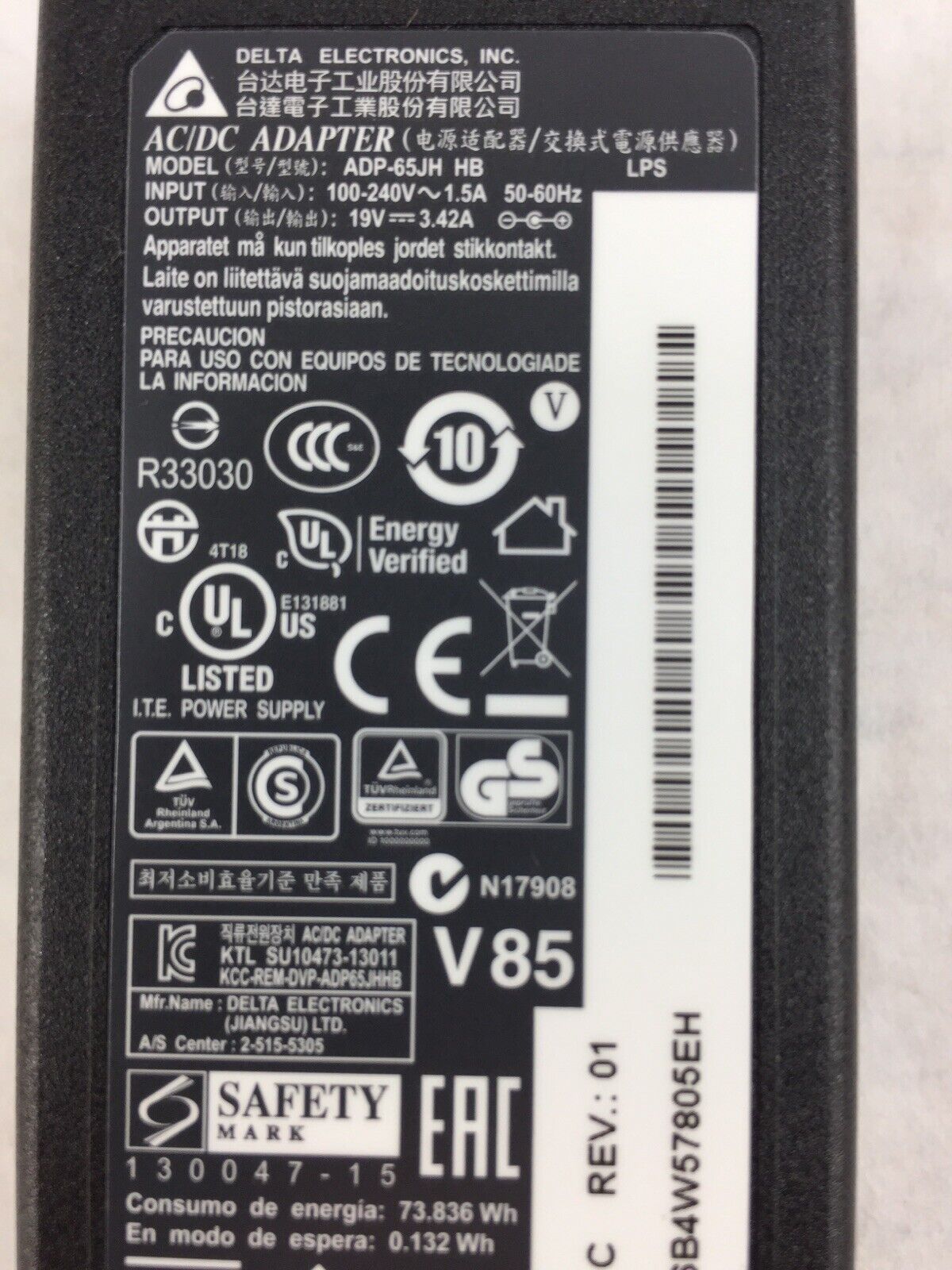 Delta ADP-65JH 19V 3.42A 65W Laptop Charger AC Adapter Power Supply for ASUS