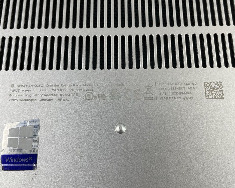 HP ProBook 455 G7 15.6" Ryzen 5 4500U 2.375 GHz 8 GB RAM No SSD/OS/AC - No WIFI