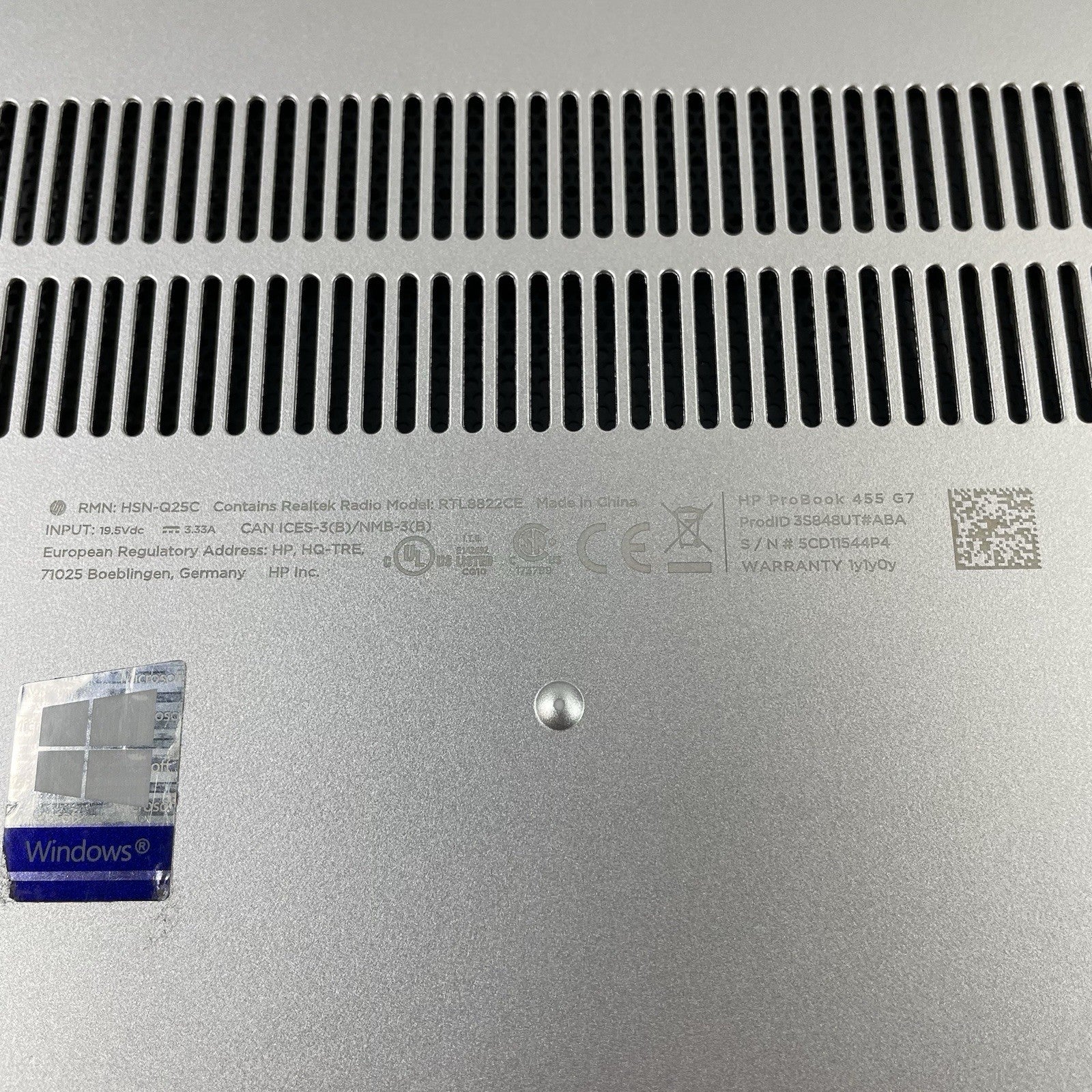 HP ProBook 455 G7 15.6" Ryzen 5 4500U 2.375 GHz 8 GB RAM No SSD/OS/AC - No WIFI16