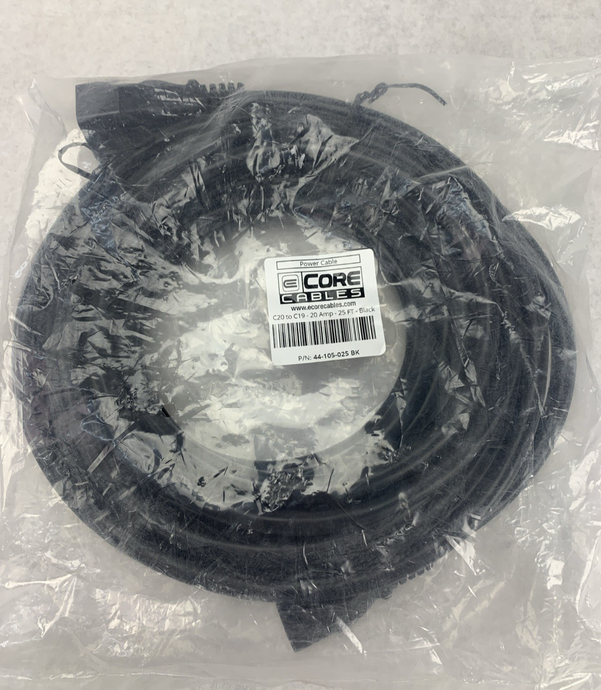 E Core Cables 44-105-025 BK C20 to C19 20Amp 25ft Black Power Cable1