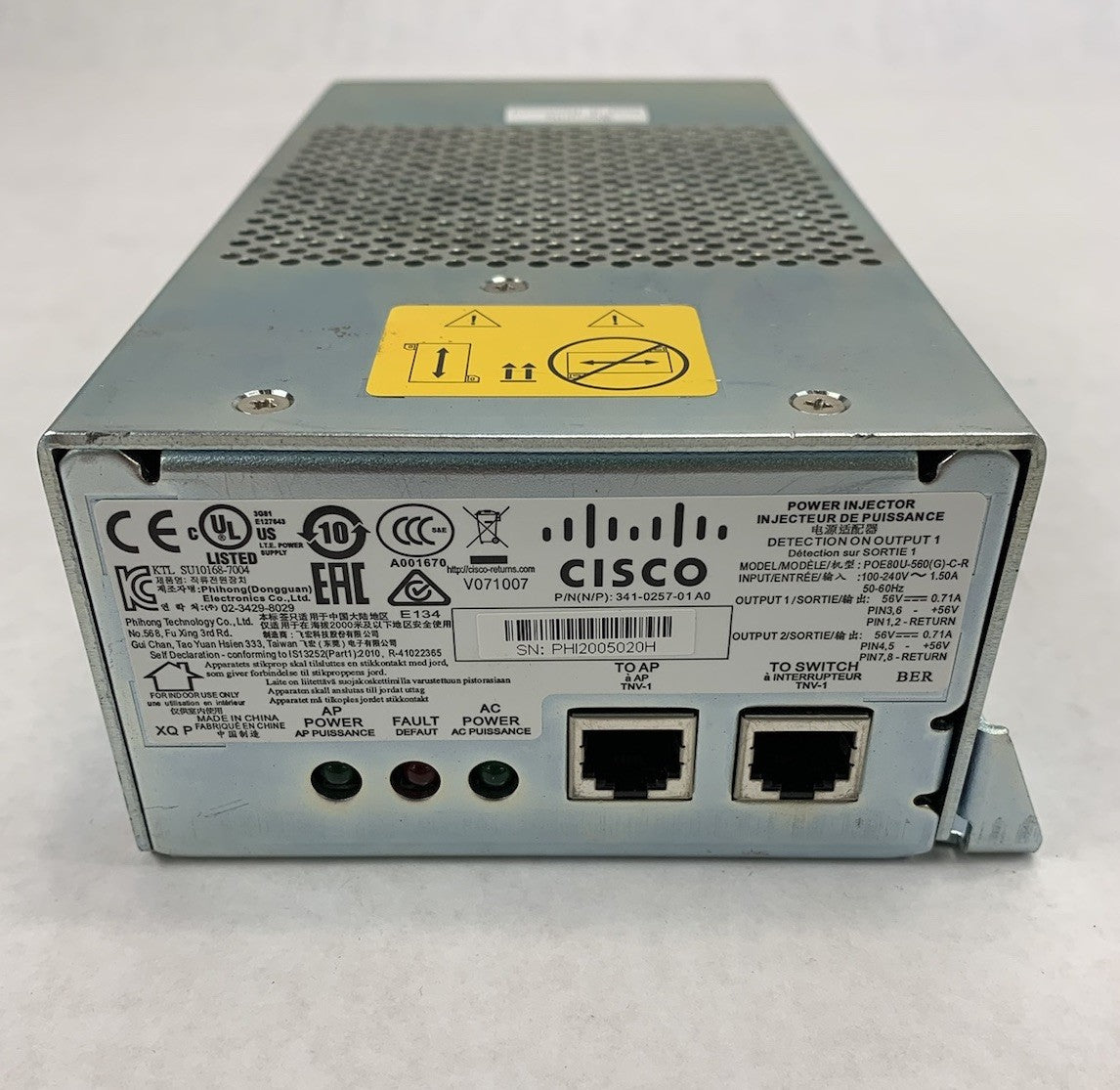 Cisco POE80U-560(G)-C-R Power Injector 341-0257-01
