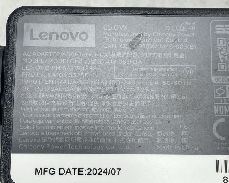 Lenovo A19-065N2A AC Adapter 65W 20V 3.25A Charger SA11B48989 Lot of 10