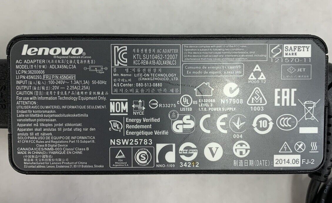 Lenovo ADLX45NLC3A 45W AC Adapter (Lot of 6)