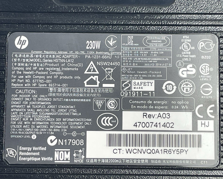 HP PA-1231-66HJ 19.5V 6.15A 7mm×5mm 120W AC Adapter Power Supply Lot of 5