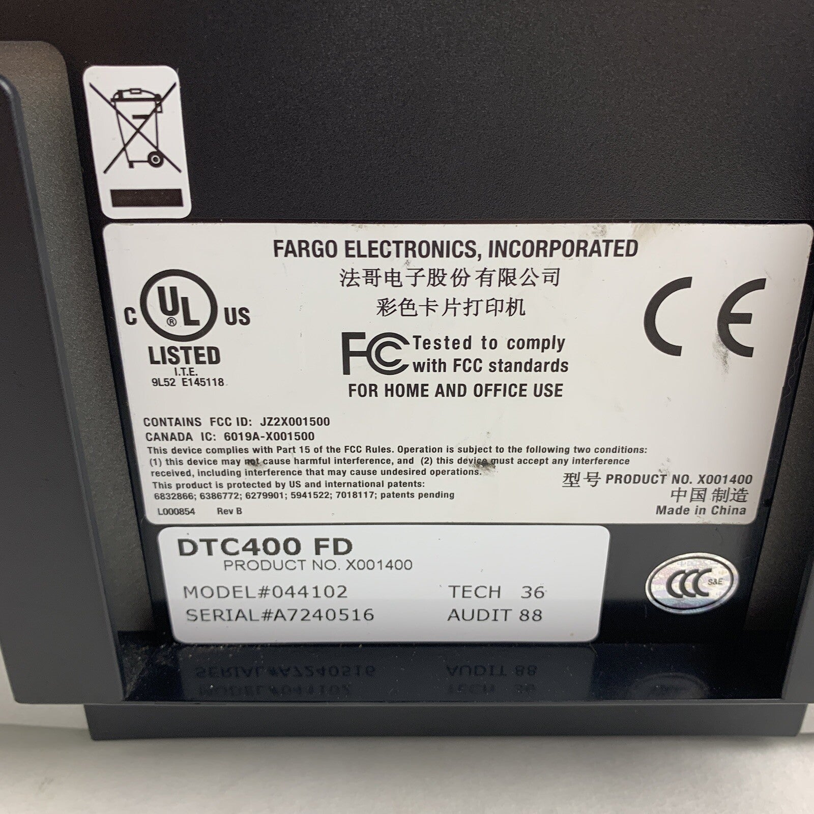 Fargo DTC400 FD Direct to card 400 Printer Parts and Repair Jams W/ Power Supply