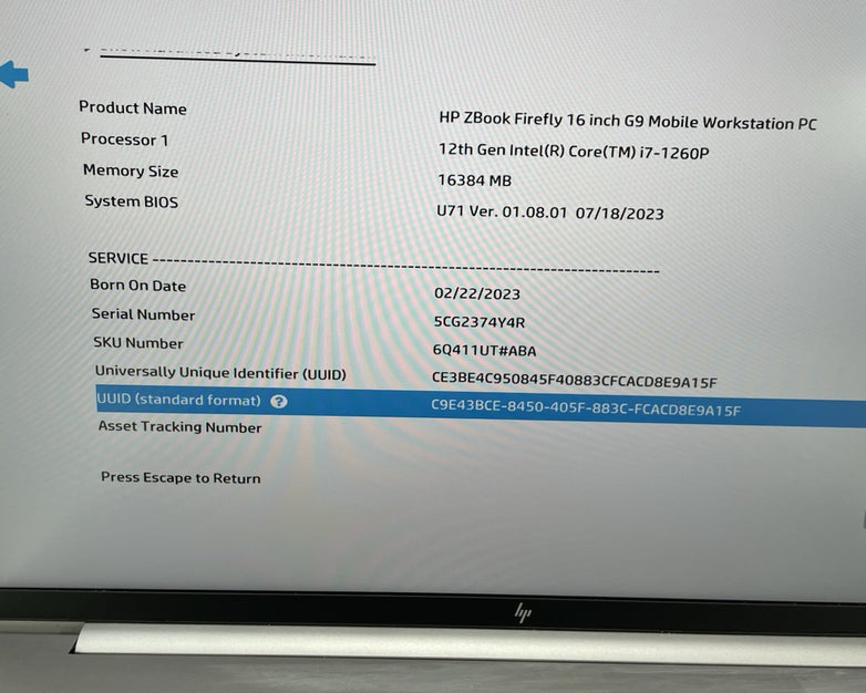 HP ZBook FireFly G9 16" i7-1260P 2.079 GHz 16 GB RAM No SSD/OS/AC - Sticky Keys