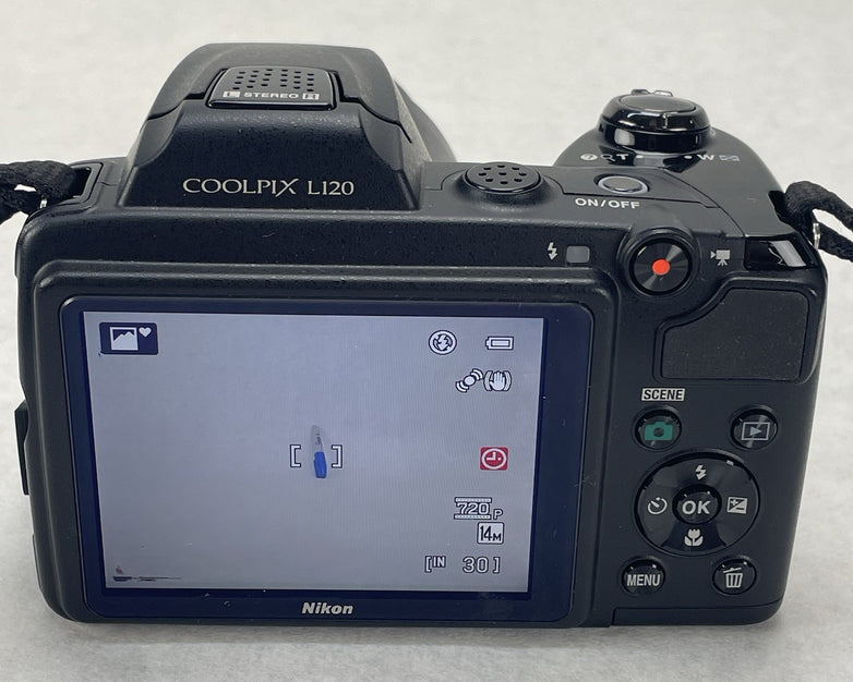 Nikon Coolpix L120 14.1MP Compact Bridge Camera 21x  Small Screen Crack Tested