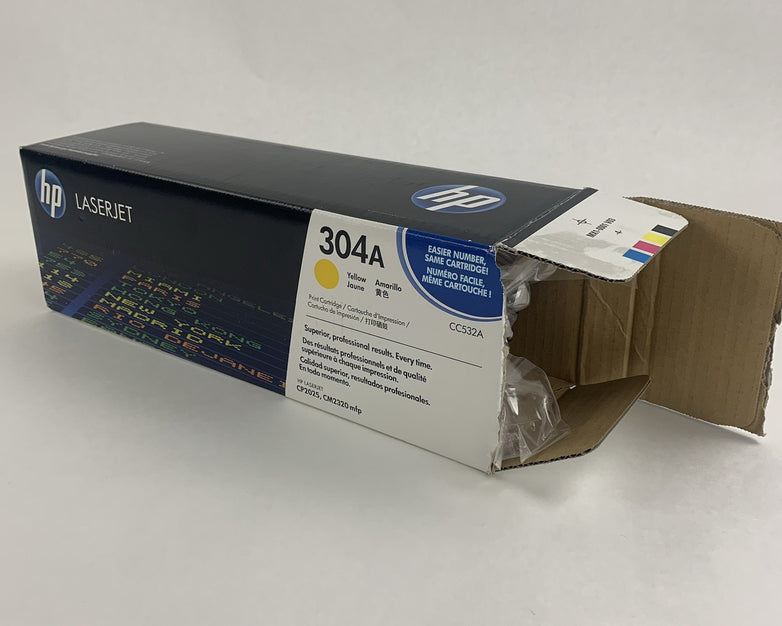 HP 304A CC532A Yellow Genuine OEM Print Cartridge Open Box Sealed Bag