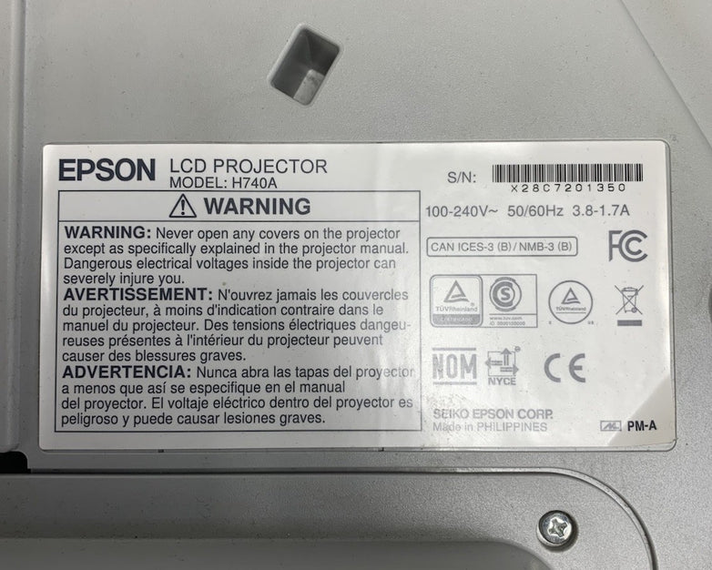 Epson PowerLite 695Wi H740A LCD Lamp Projector 336 Lamp Hours - No Remote