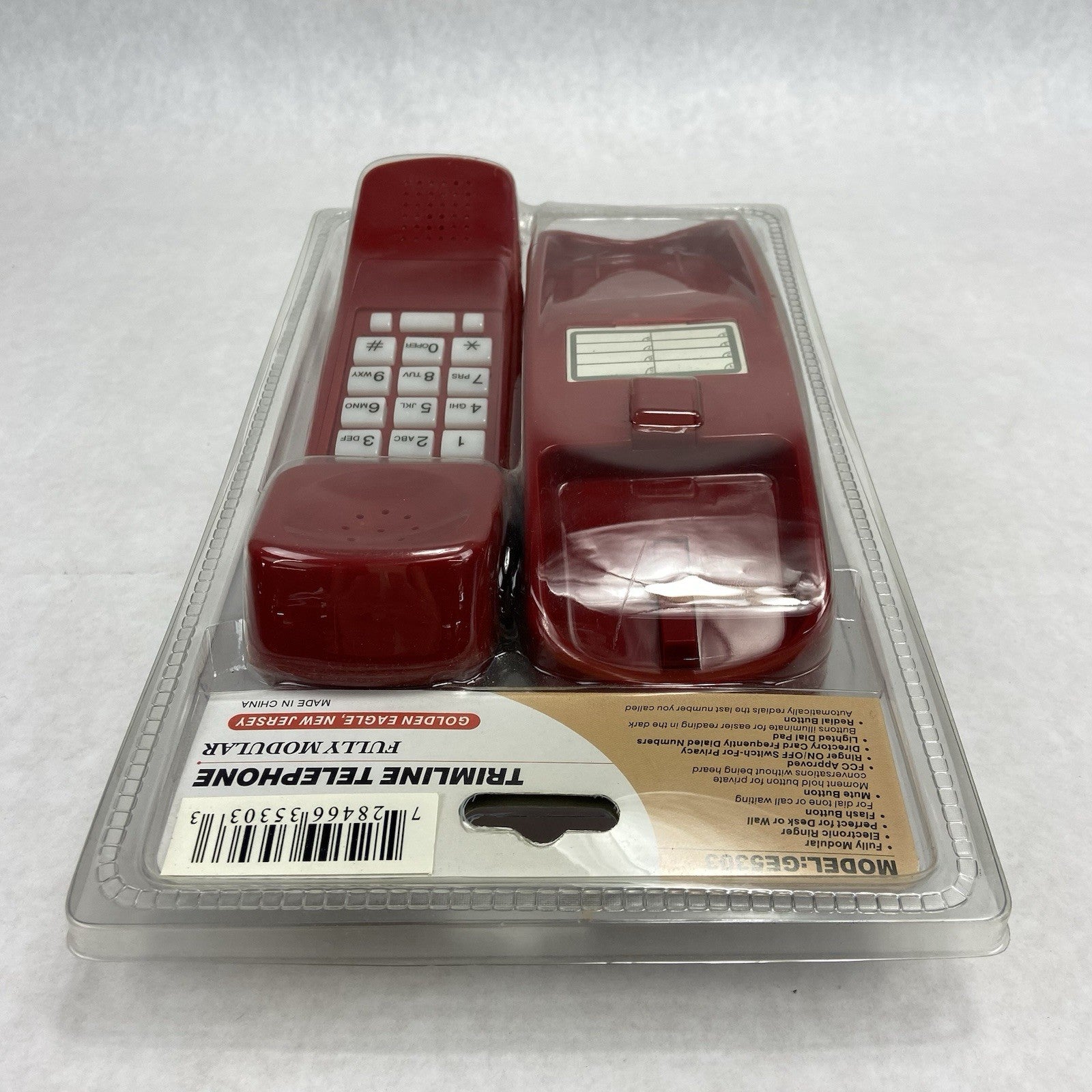Trimline GE Red Corded Telephone Model 5303 Wall Mount Retro Style New In Box