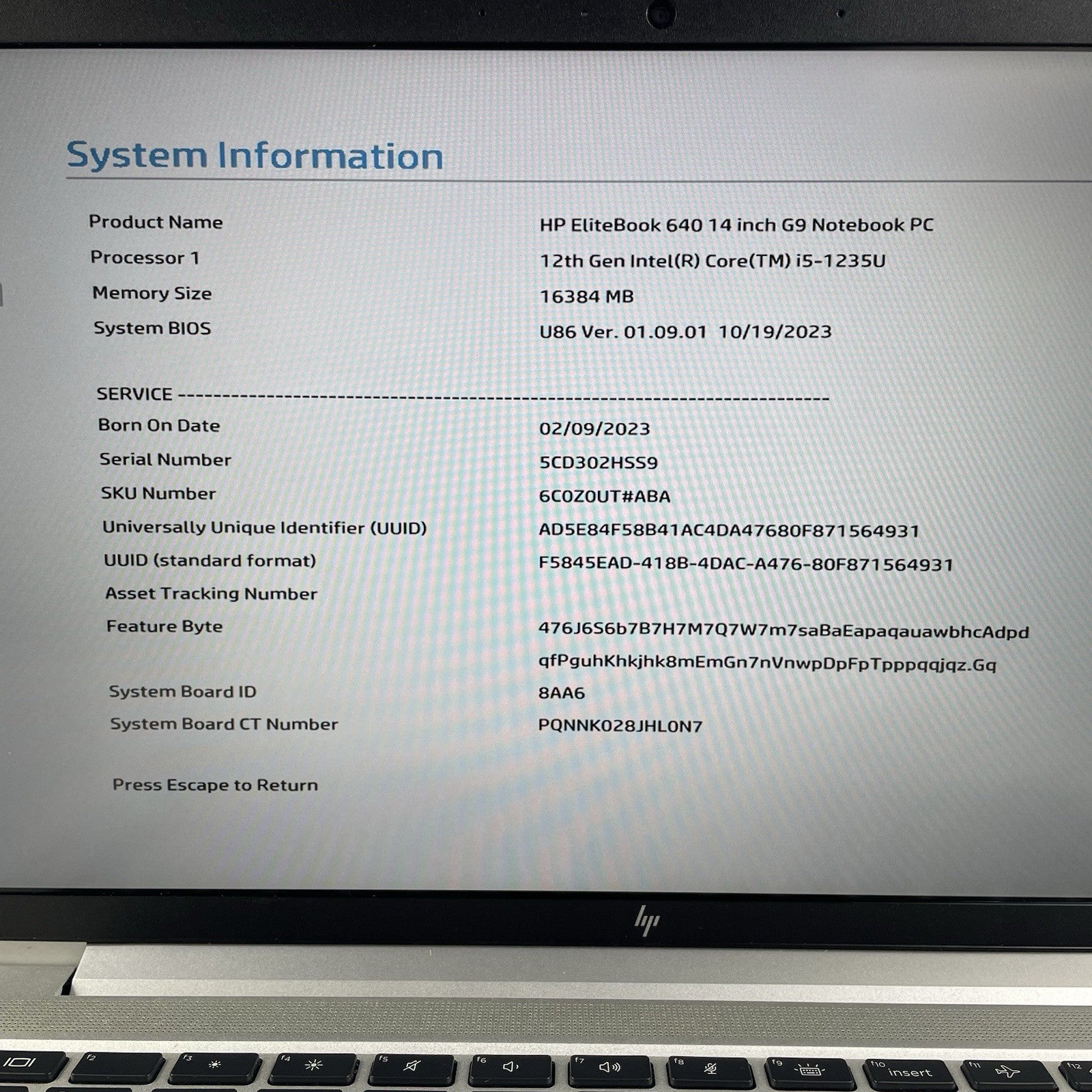HP EliteBook 640 G9 14" i5-1235U 3.96 GHz 16 GB RAM No SSD/OS/AC2
