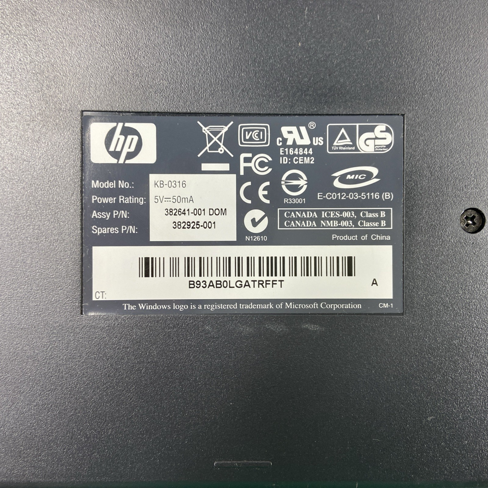 Lot of 4 (Four) Hewlett Packard HP KB-0316 | SK-2880  Black/Silver PS/2