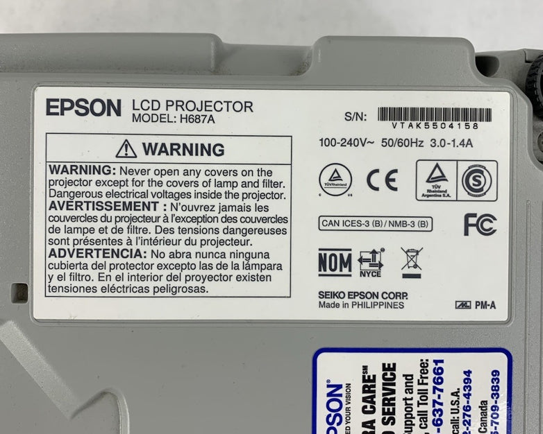 Epson PowerLite 98H H687A LCD Lamp Projector 3463 Lamp Hours - No Remote