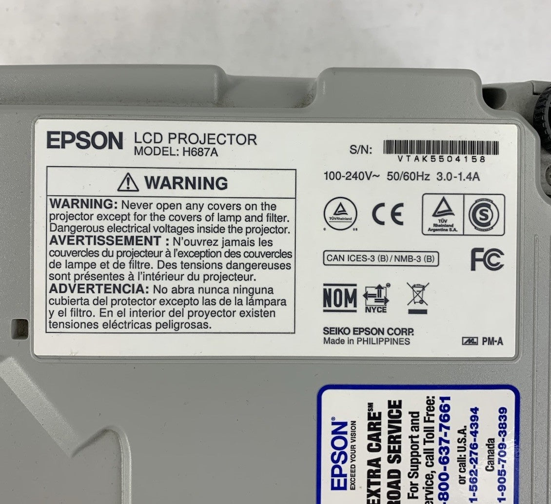 Epson PowerLite 98H H687A LCD Lamp Projector 3463 Lamp Hours - No Remote8