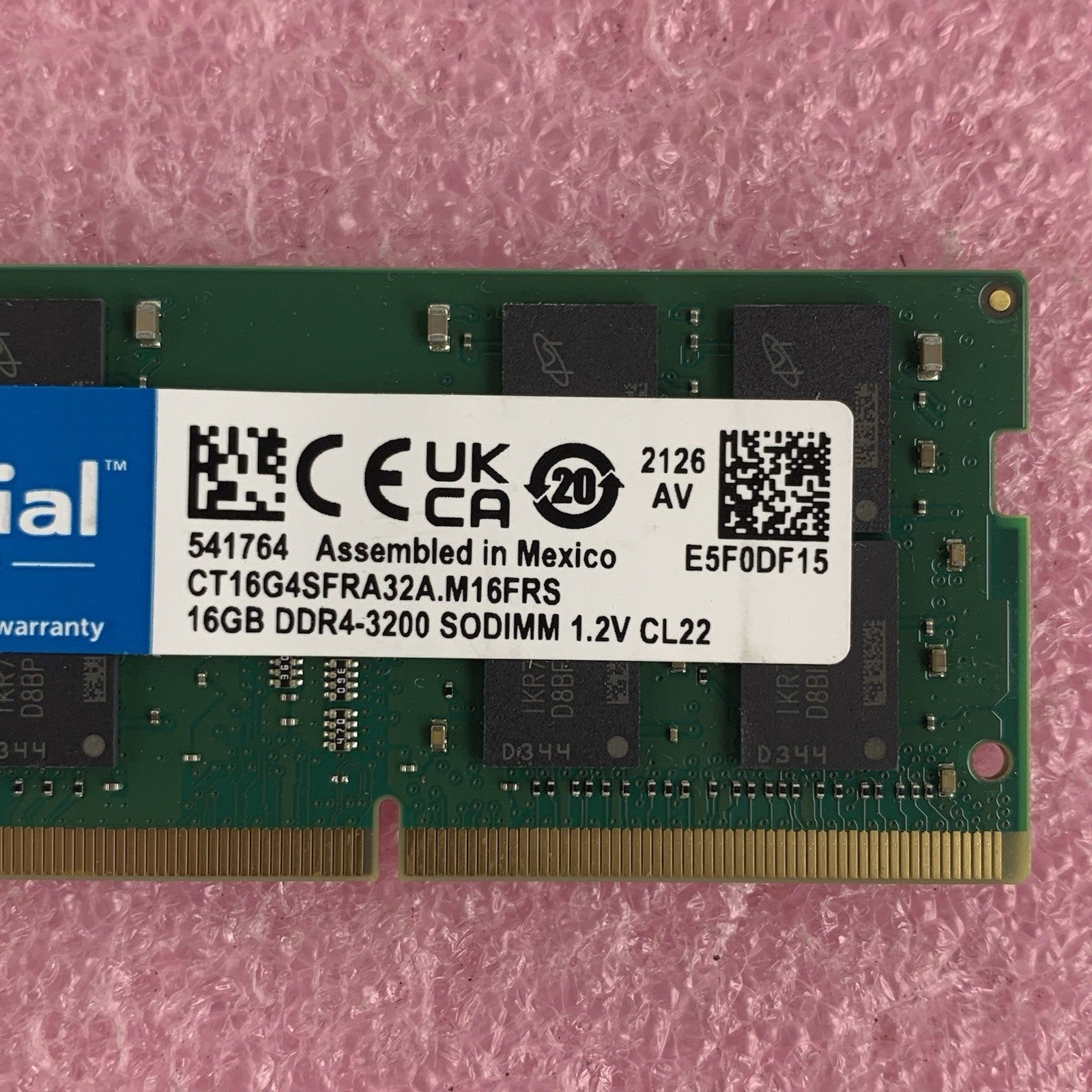 Crucial CT16G4SFRA32A.M16FRS 16 GB DDR4-3200 SODIMM Laptop Memory RAM3