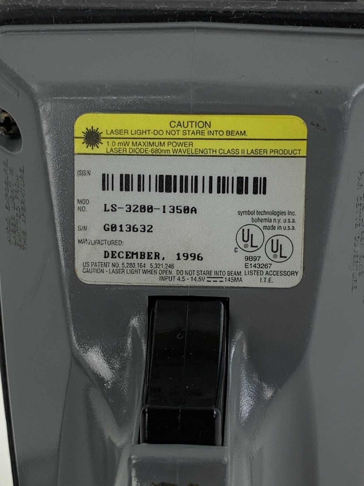 Symbol Technologies LS-3200-I350A  1D Barcode Scanner Untested