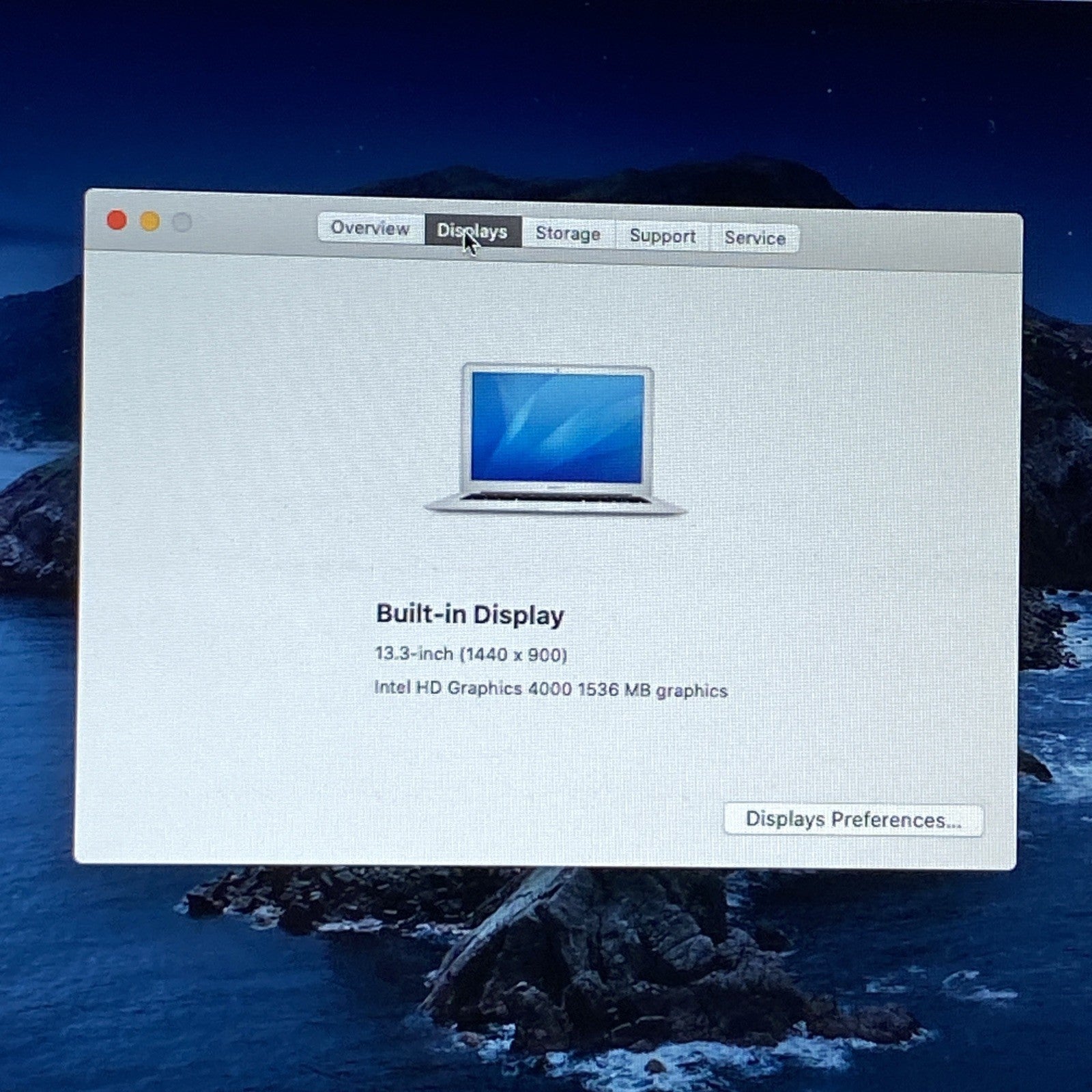Apple MacBook Air A1466 2012 13" 1.8GHz i5 8GB RAM 120GB SSD os10.15.7 554Cycles2
