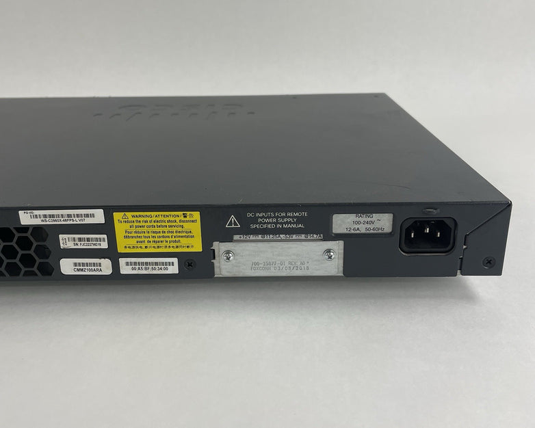Cisco WS-C2960x-48FPS-L V07 48 Port Ethernet Switch Tested and Reset