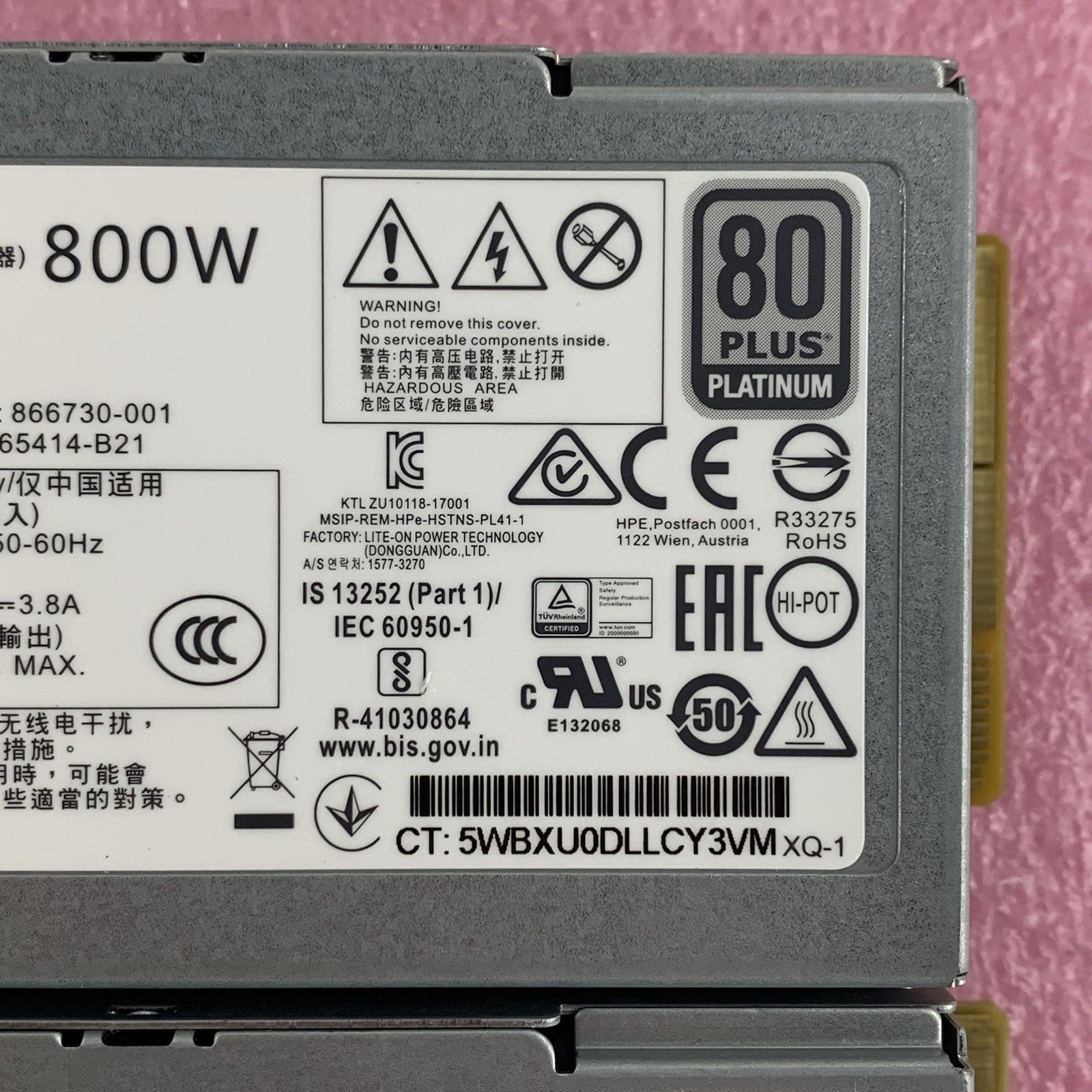 HP  HSTNS-PL41 800W Flex Slot Platinum Hot Plug Power Supply Lot of 2x4