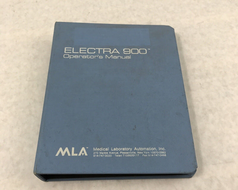 MLA Electra 900 Medical Laboratory Operators Manual for Electra 900 and 900C