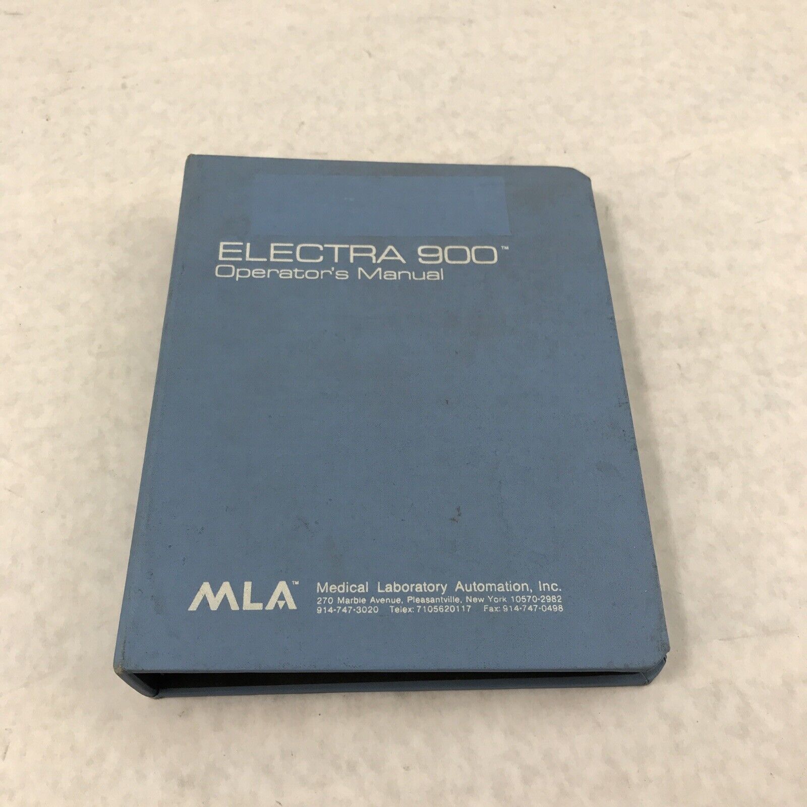 MLA Electra 900 Medical Laboratory Operators Manual for Electra 900 and 900C