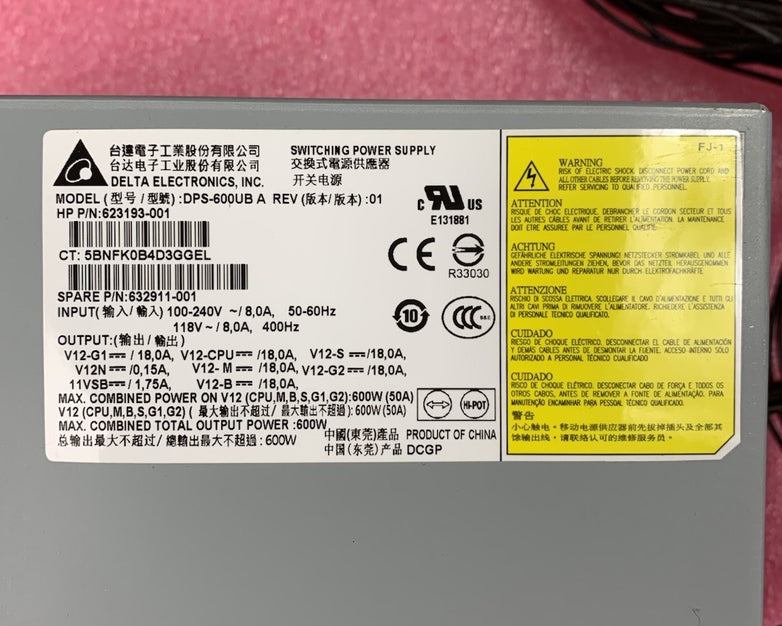 Delta DPS-600UB A REV 01 600W Switching Power Supply