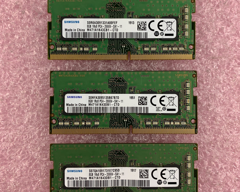 Samsung M471A1K43DB1-CTD 8 GB PC4-2666V-SA1-11 SODIMM Laptop Memory Lot of 3
