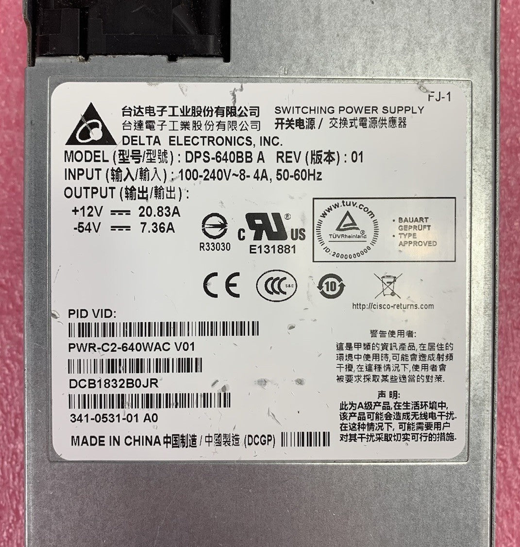 Delta Electronics DPS-640BB A Rev 01 Switching Power Supply