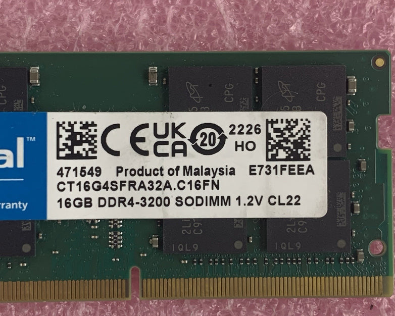 Crucial CT16G4SFRA32A.C16FN 16 GB DDR4-3200 SO-DIMM Laptop Ram Memory