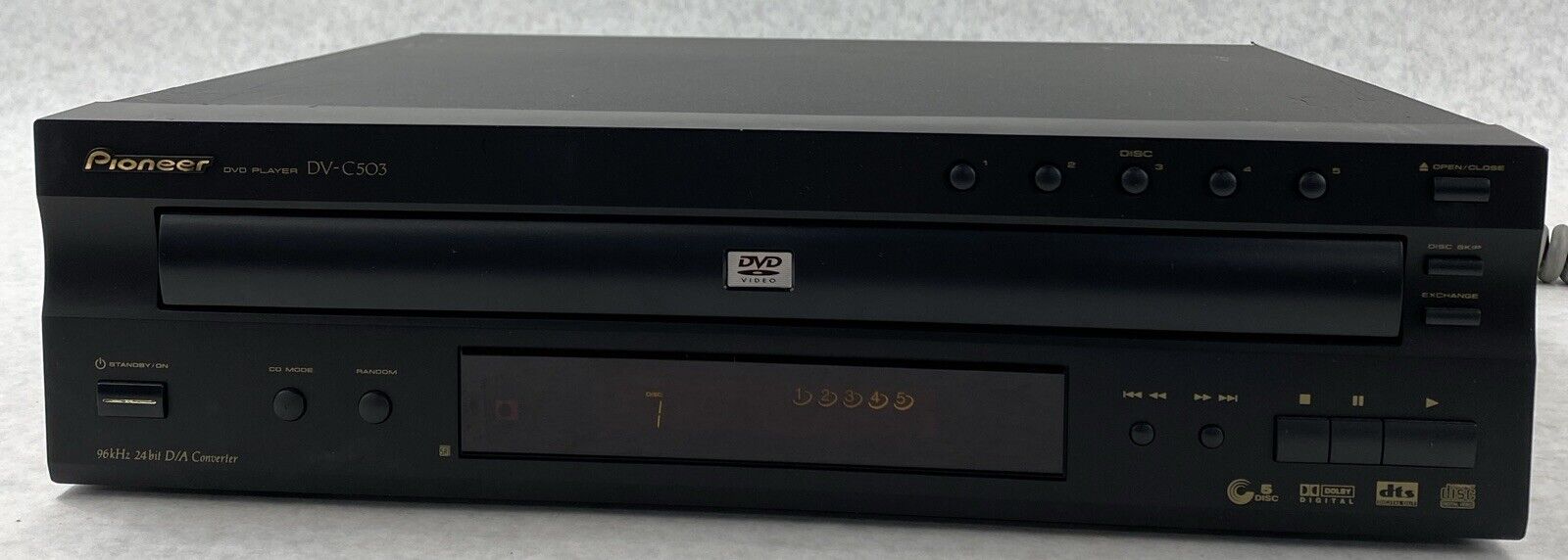 Pioneer DV-C503 5 Disc DVD CD Player S-Video Component RCA with Hasty Tray