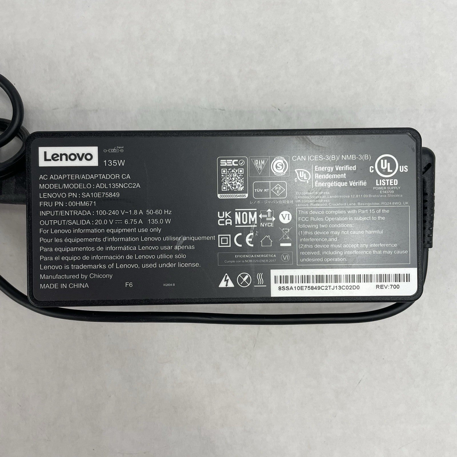 Lenovo 135W AC Adapter ADL135NCC2A OEM Charger