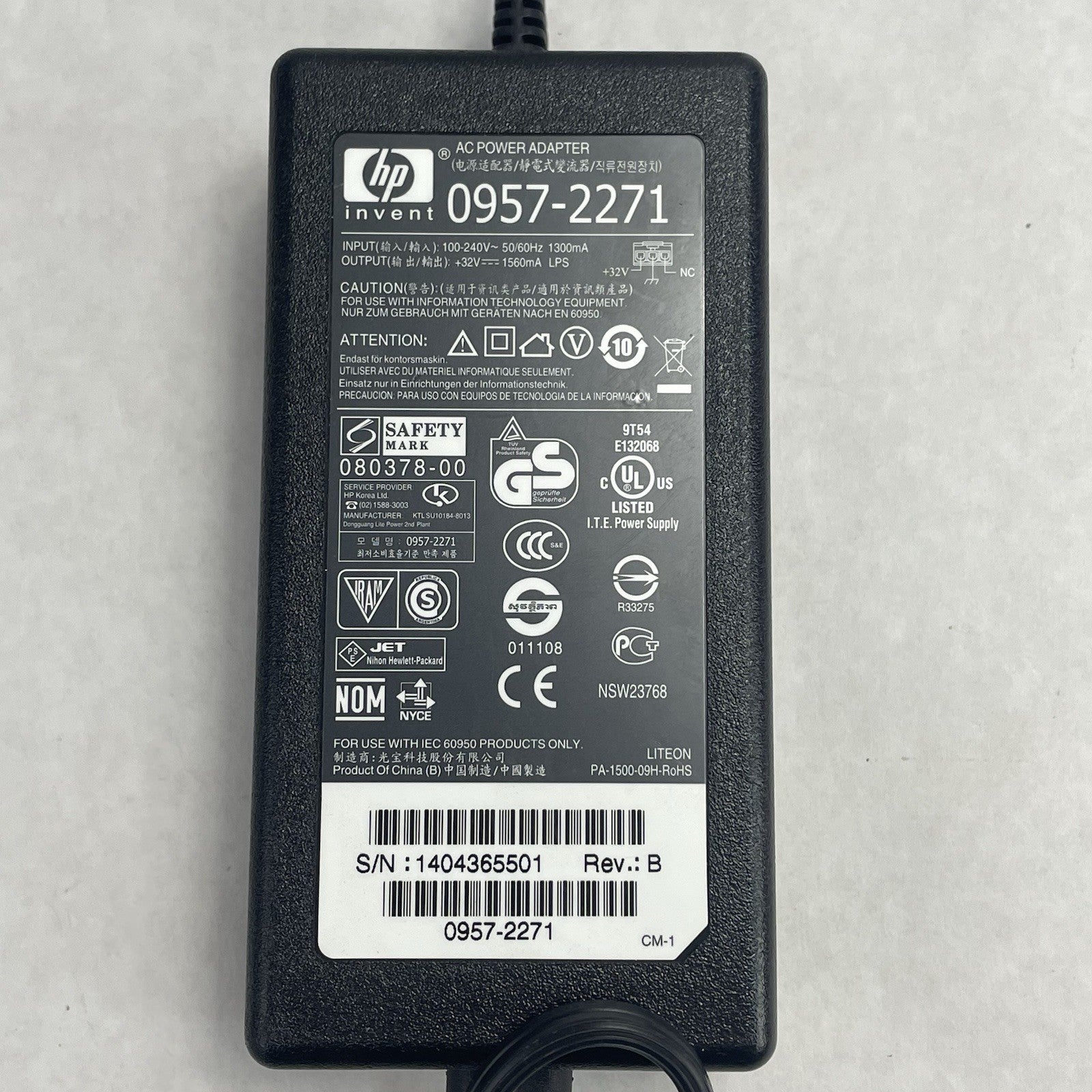 HP AC Adapter Charger PA-1500-09H 0957-2271 50W 32V 1560mA5