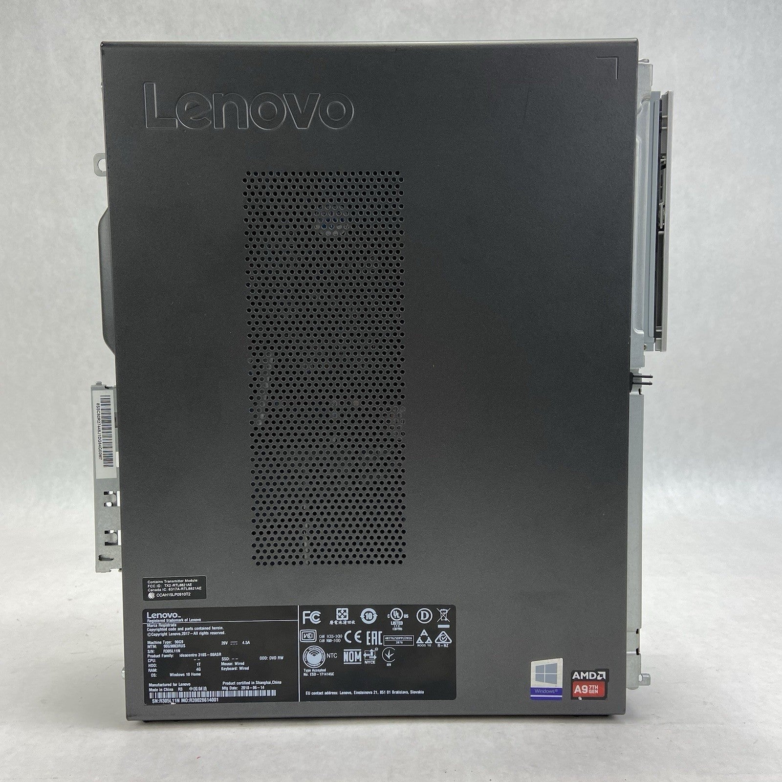 Lenovo ideacentre 310s-08 SFF AMD A9-9430 3.2GHz 4GB RAM No HDD No OS5