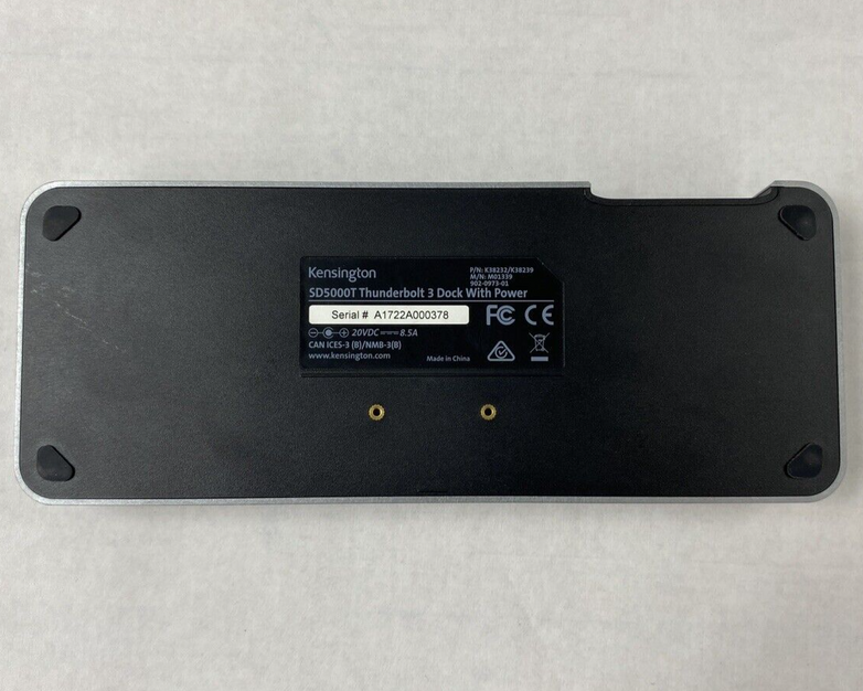 Kensington SD5000T Thunderbolt 3 Docking Station Power Tested No AC Adapter