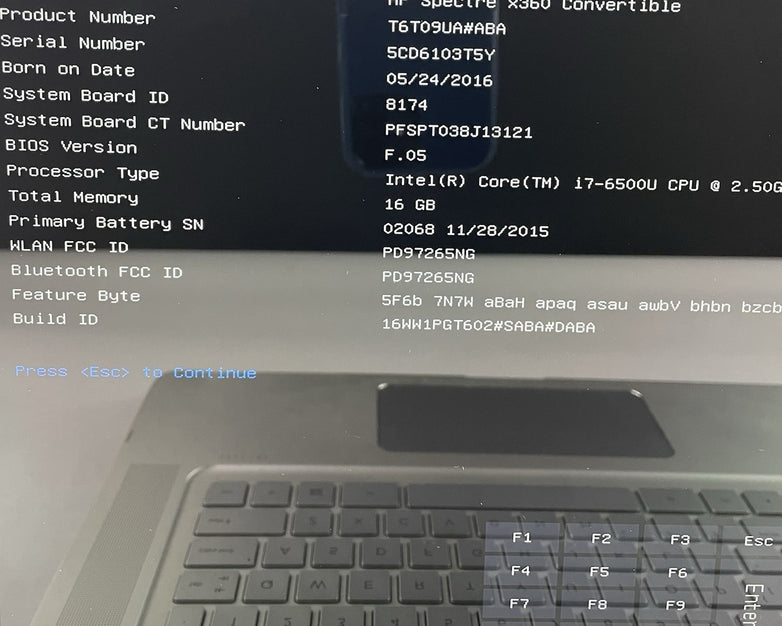 HP Spectra x360 15.6" i7-6500U 2.50 GHz 16 GB RAM No SSD/OS/AC