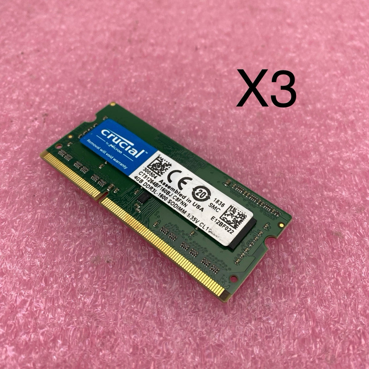 Crucial 4GB DDR3L-1600 Laptop Memory Ram CT51264BF160BJC8FNN - Lot of 30