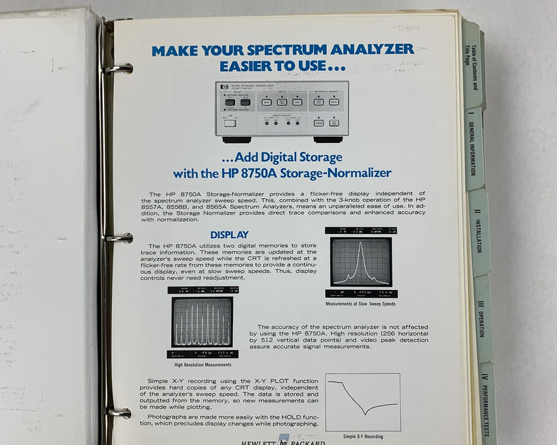 Hewlett Packard 8558B Spectrum Analyzer Operating and Service Manual 08558-90061