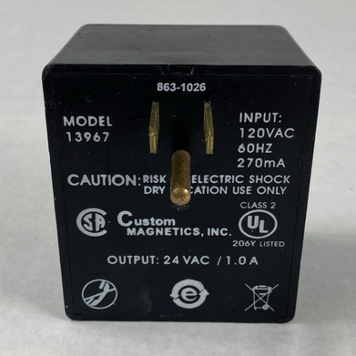 Custom Magnetics Model 13967 120VAC 60Hz 270mA Power Supply