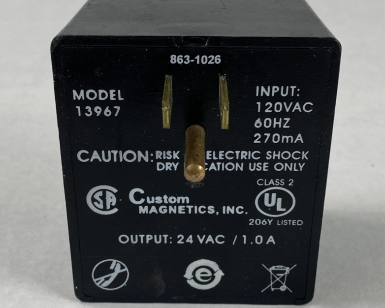 Custom Magnetics Model 13967 120VAC 60Hz 270mA Power Supply