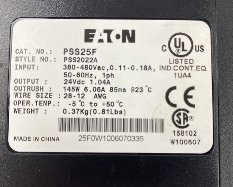 EATON PSS25F 480V-24VDC Power Supply PS2022A