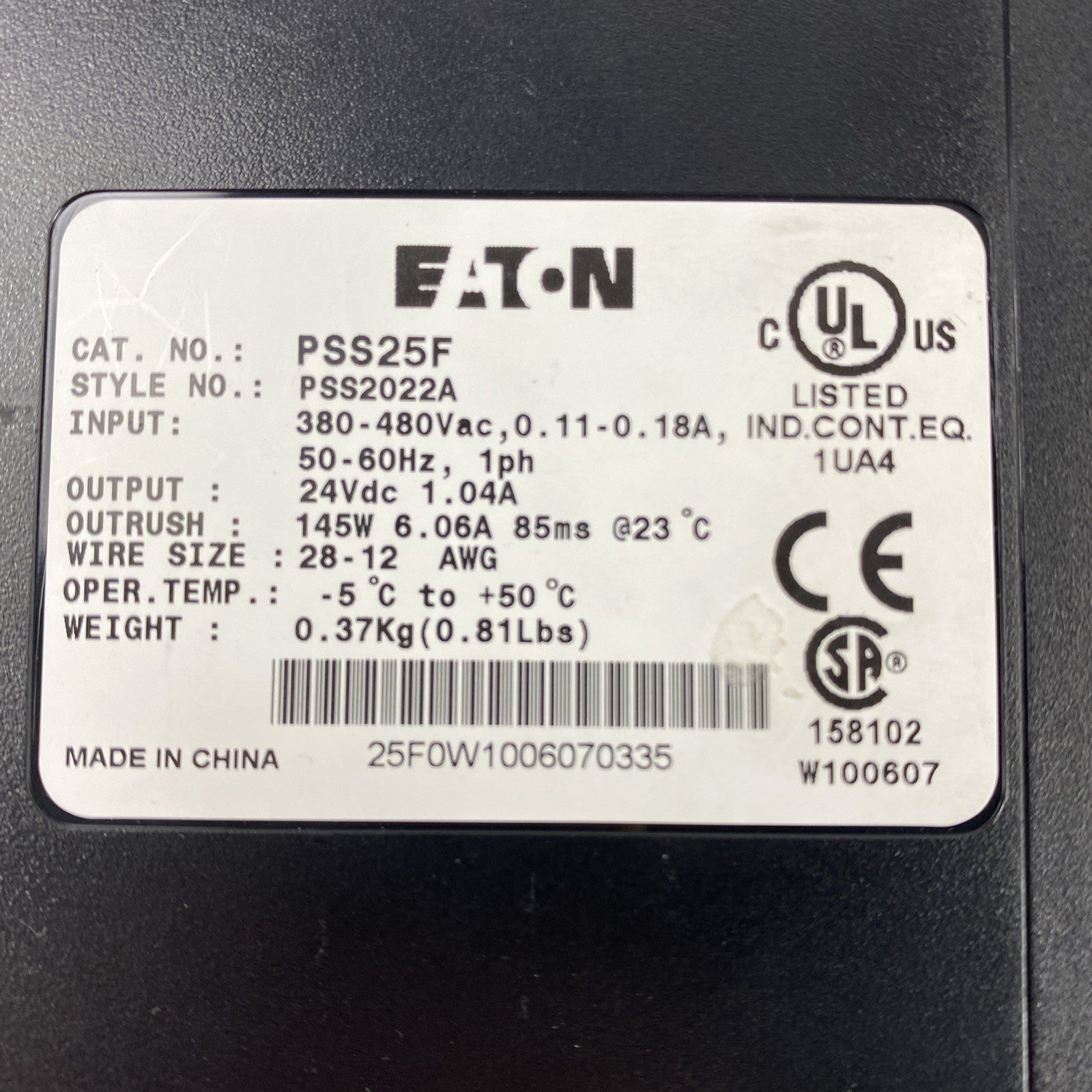 EATON PSS25F 480V-24VDC Power Supply PS2022A5