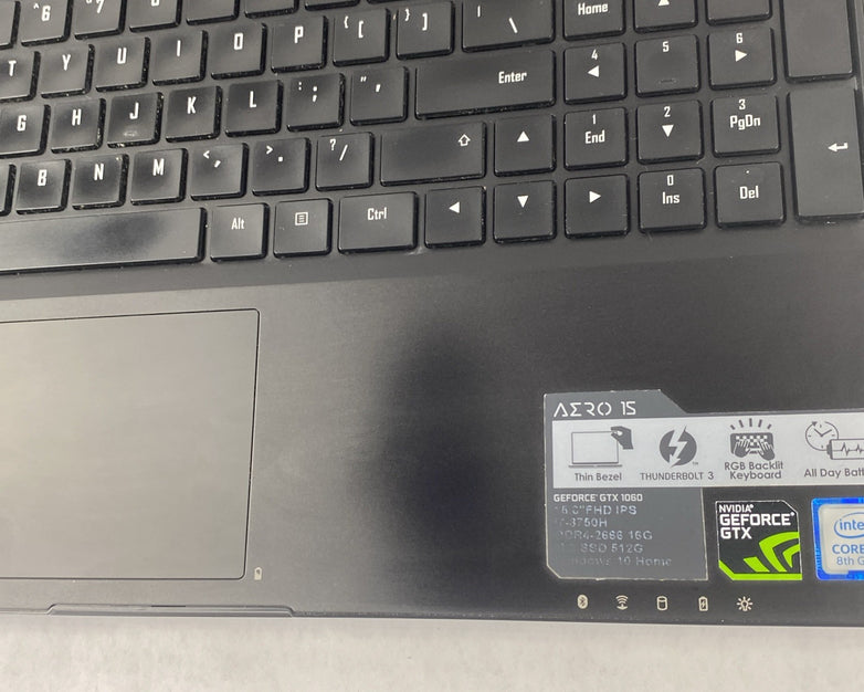 Gigabyte Aero 15WV8 15.6" Core i7-8750H 2.20 GHz 16GB RAM GTX 1060 No HDD No OS