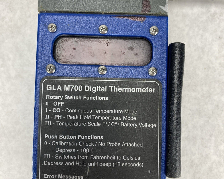GLA M700 Digital Livestock Thermometer w/ Probe - Parts or Repair