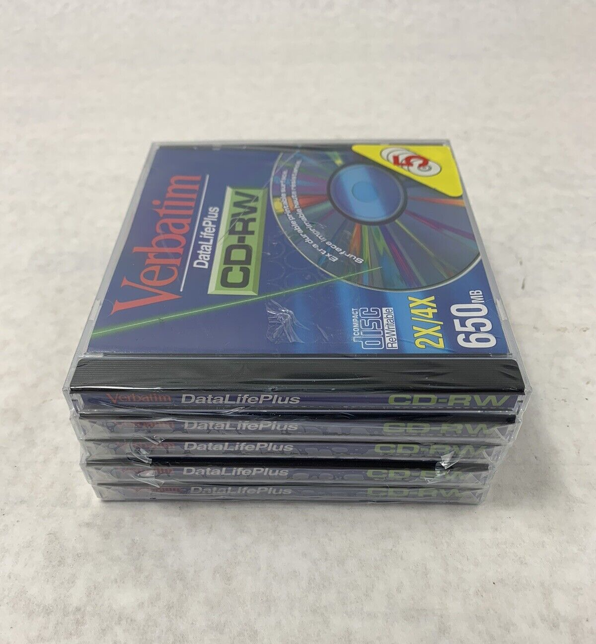 5 Pack Verbatim DataLifePlus CD-RW Recordable Disk 2x-4x Speed 650MB