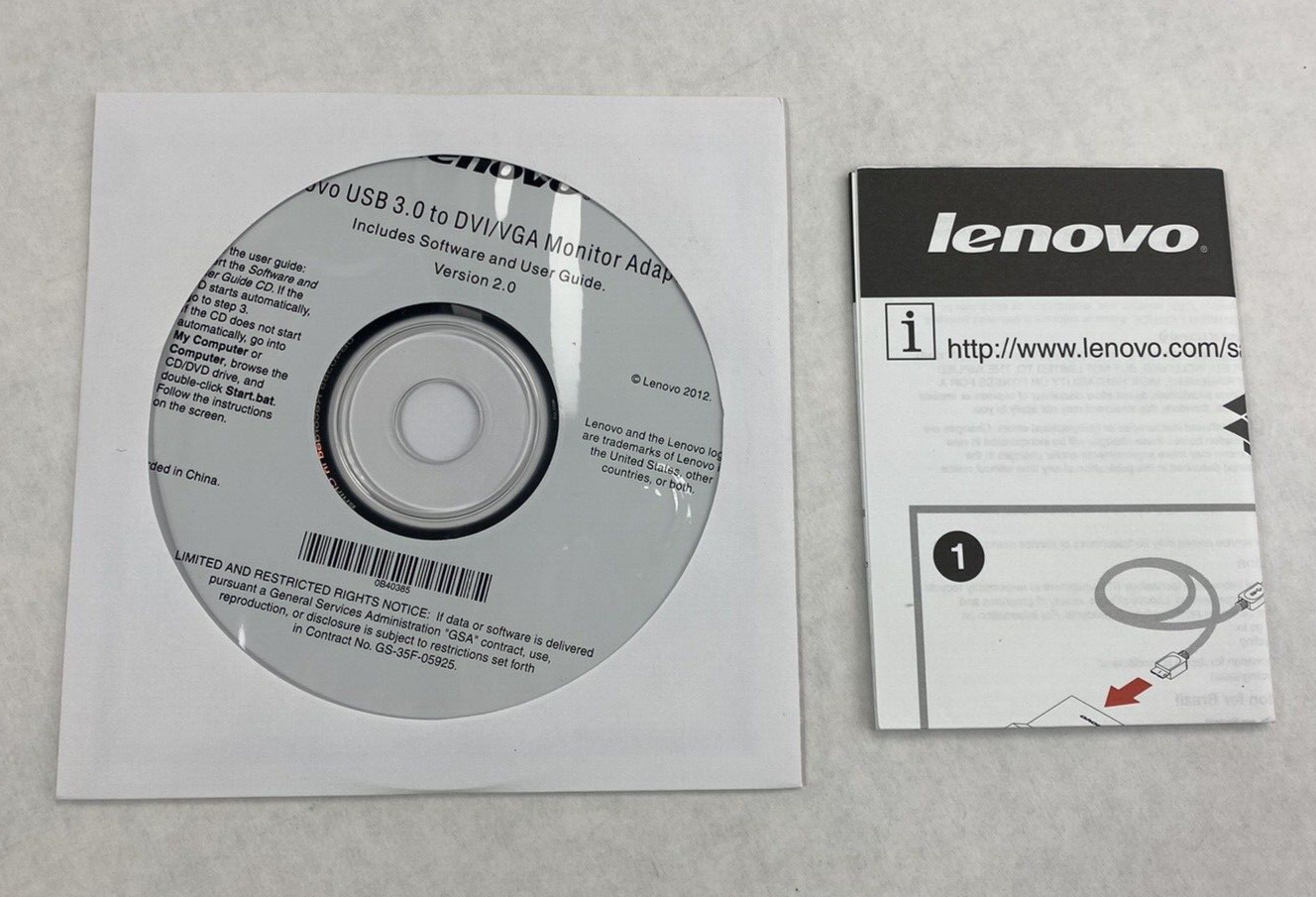 Lot of 2 Lenovo USB 3.0 to DVI/VGA Monitor Adapters Untested