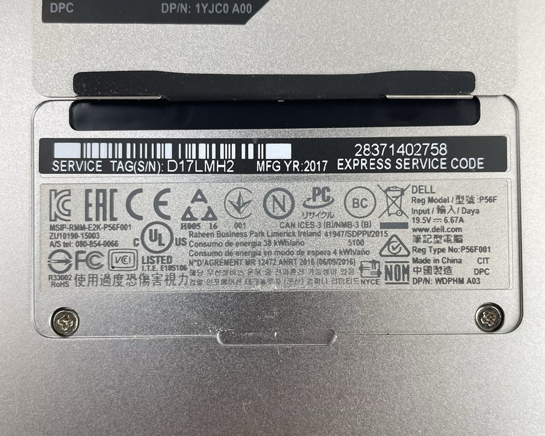 Dell XPS 15 9560 15.6" i7-7700HQ 2.80 GHz 8 GB RAM No SSD/OS/AC