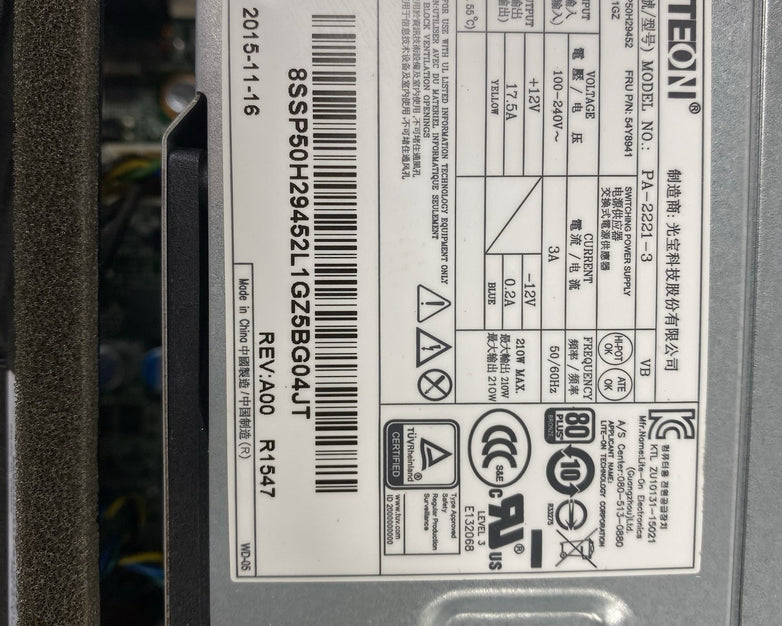 Lenovo ThinkCentre M900 SFF Intel Core i5-6500t 3.20GHz 8GB RAM No HDD No OS